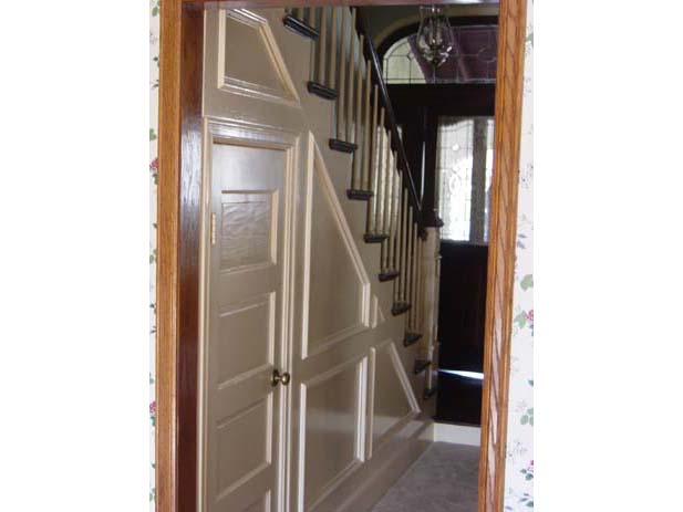 wainscotting and coffered ceilings