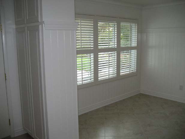 wainscotting and coffered ceilings