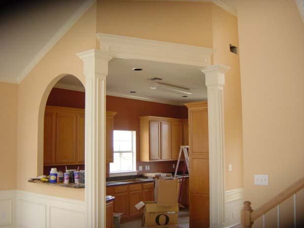 wainscotting and coffered ceilings