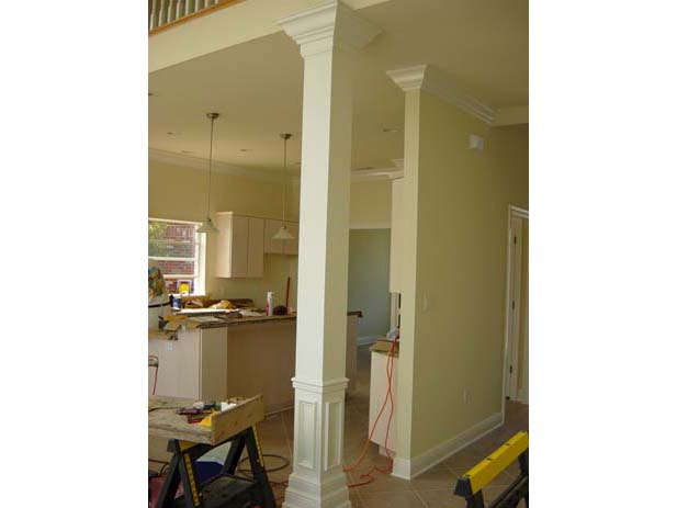 wainscotting and coffered ceilings