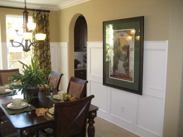 wainscotting and coffered ceilings