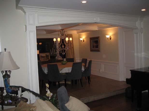 wainscotting and coffered ceilings