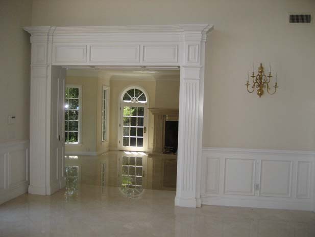 wainscotting and coffered ceilings